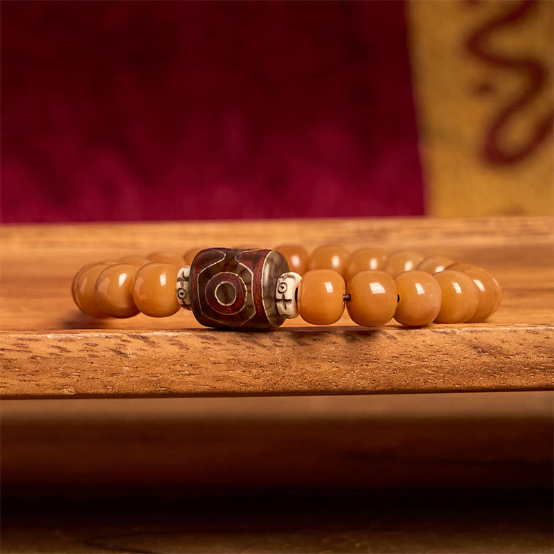 Fortune Jewel Tibetan Bodhi Seed Dzi Bead Keep Away Evil Spirits Bracelet