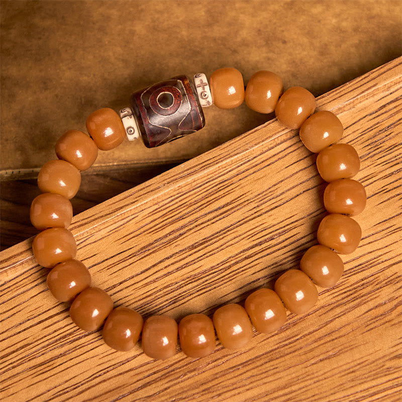 Fortune Jewel Tibetan Bodhi Seed Dzi Bead Keep Away Evil Spirits Bracelet