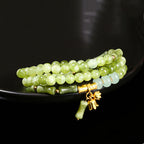 Fortune Jewel Retro Multilayer Lily of the Valley Bamboo Green Chalcedony Strength Bracelet