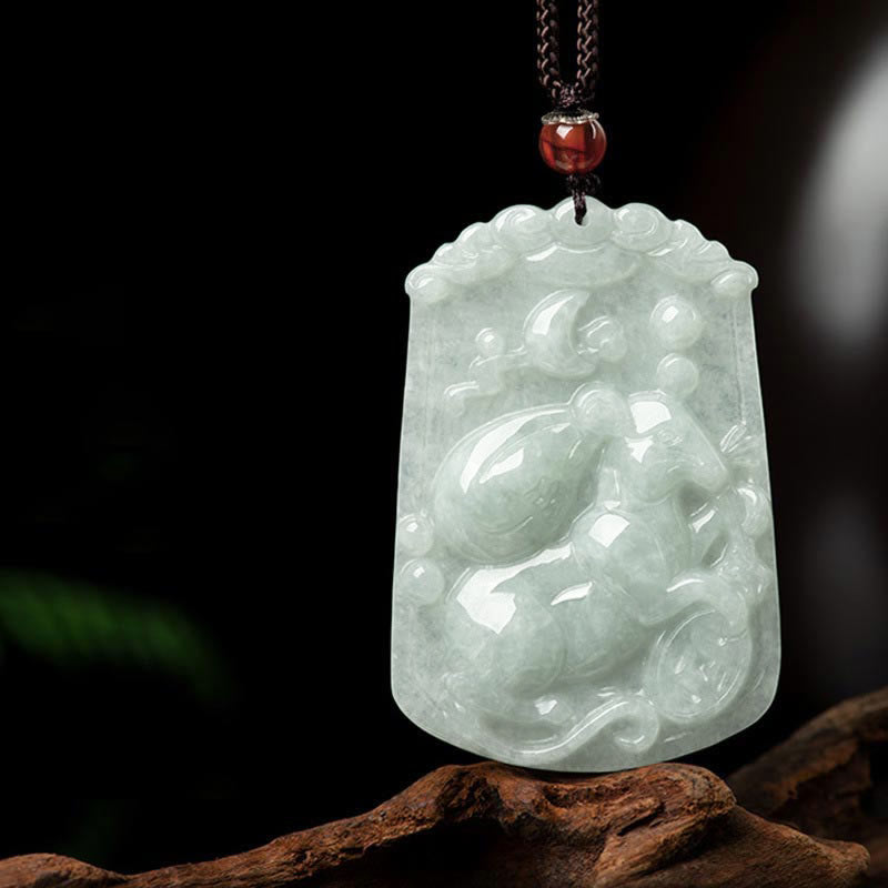 Fortune Jewel Natural Jade 12 Chinese Zodiac Abundance Amulet Pendant Necklace Fortune Jewel