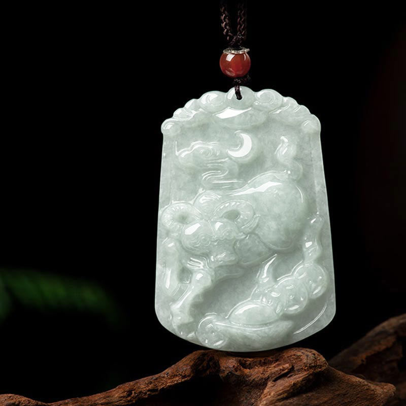 Fortune Jewel Natural Jade 12 Chinese Zodiac Abundance Amulet Pendant Necklace Fortune Jewel