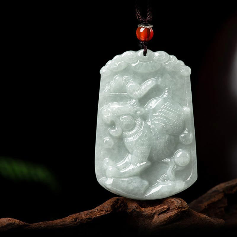 Fortune Jewel Natural Jade 12 Chinese Zodiac Abundance Amulet Pendant Necklace Fortune Jewel