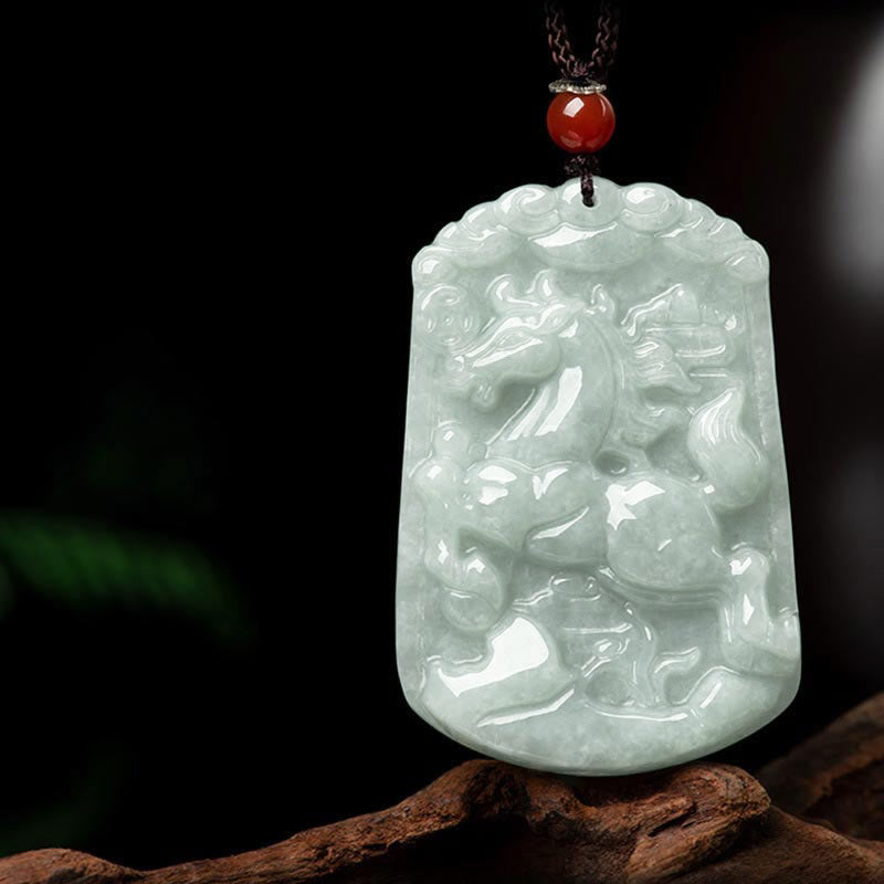 Fortune Jewel Natural Jade 12 Chinese Zodiac Abundance Amulet Pendant Necklace Fortune Jewel