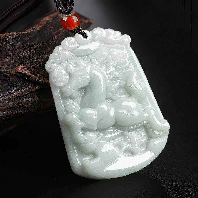 Fortune Jewel Natural Jade 12 Chinese Zodiac Abundance Amulet Pendant Necklace Fortune Jewel