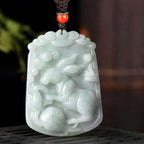 Fortune Jewel Natural Jade 12 Chinese Zodiac Abundance Amulet Pendant Necklace Fortune Jewel