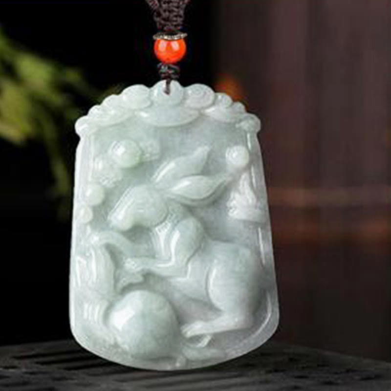 Fortune Jewel Natural Jade 12 Chinese Zodiac Abundance Amulet Pendant Necklace Fortune Jewel