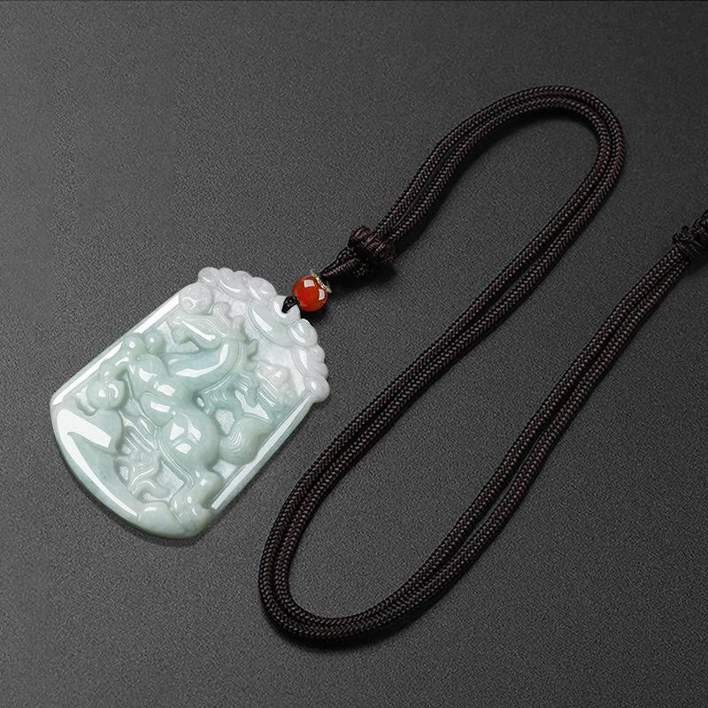 Fortune Jewel Natural Jade 12 Chinese Zodiac Abundance Amulet Pendant Necklace Fortune Jewel