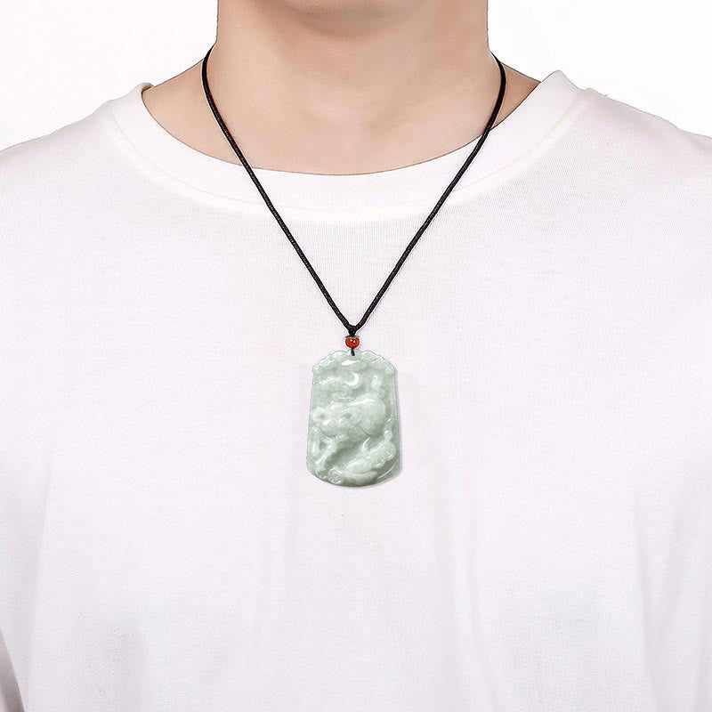 Fortune Jewel Natural Jade 12 Chinese Zodiac Abundance Amulet Pendant Necklace Fortune Jewel