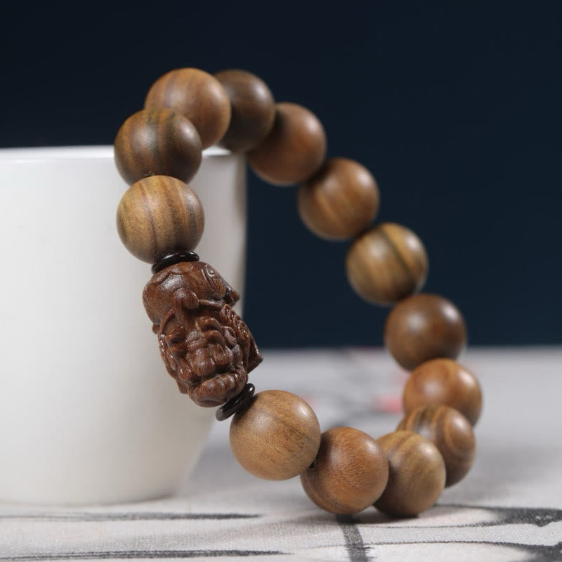 Fortune Jewel Green Sandalwood Pixiu Attract Wealth Bracelet
