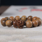 Fortune Jewel Green Sandalwood Pixiu Attract Wealth Bracelet