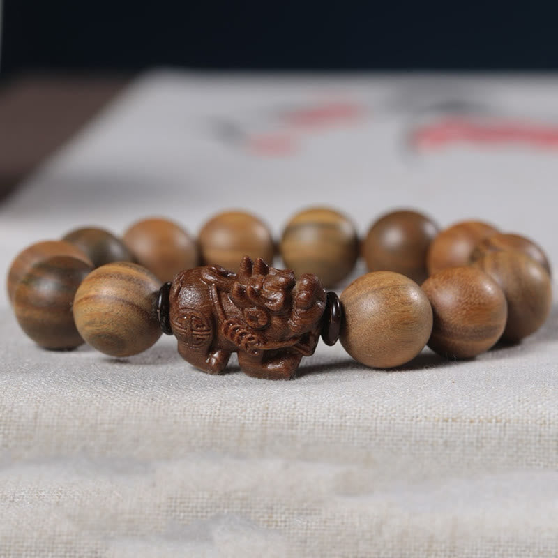 Fortune Jewel Green Sandalwood Pixiu Attract Wealth Bracelet