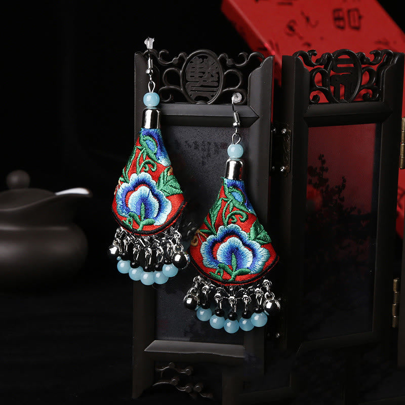 Fortune Jewel Handmade Yi Embroidery Flower Harmony Earrings