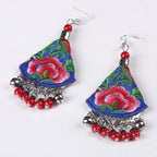 Fortune Jewel Handmade Yi Embroidery Flower Harmony Earrings