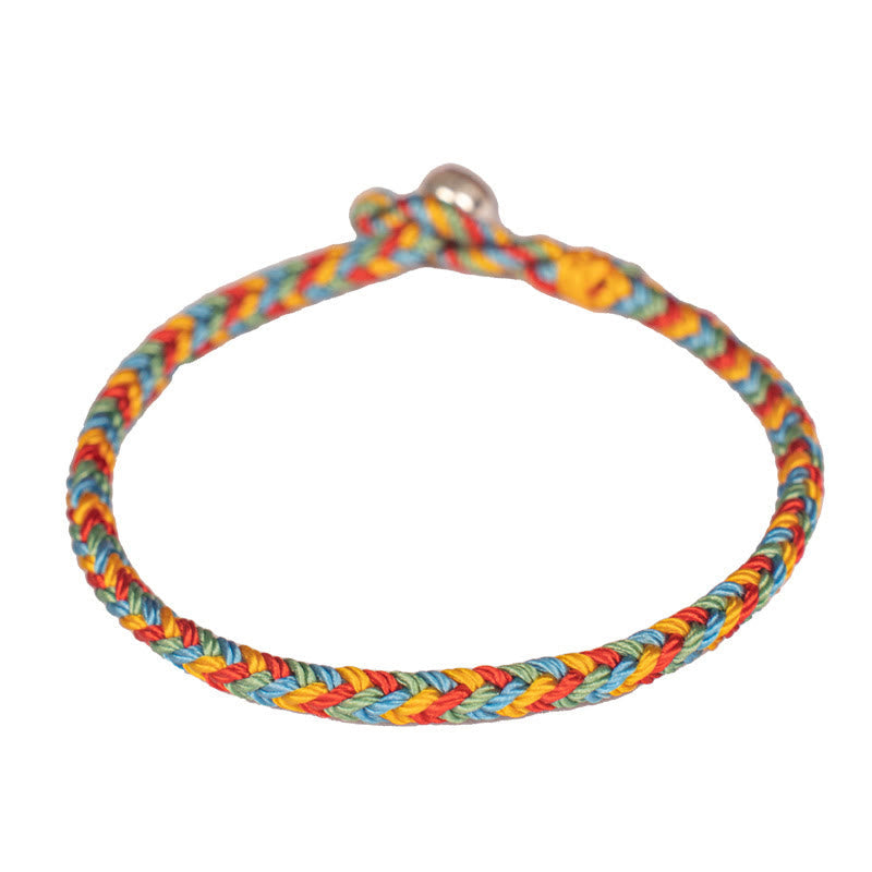 Fortune Jewel 925 Sterling Silver Eight Thread Peace Knot Colorful Rope Luck Braided Bracelet