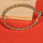 Fortune Jewel 925 Sterling Silver Eight Thread Peace Knot Colorful Rope Luck Braided Bracelet