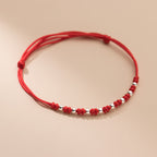 Fortune Jewel 925 Sterling Silver Beads Red String Adjustable Luck Bracelet