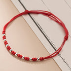 Fortune Jewel 925 Sterling Silver Beads Red String Adjustable Luck Bracelet