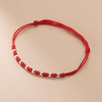 Fortune Jewel 925 Sterling Silver Beads Red String Adjustable Luck Bracelet