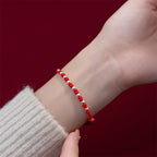 Fortune Jewel 925 Sterling Silver Beads Red String Adjustable Luck Bracelet