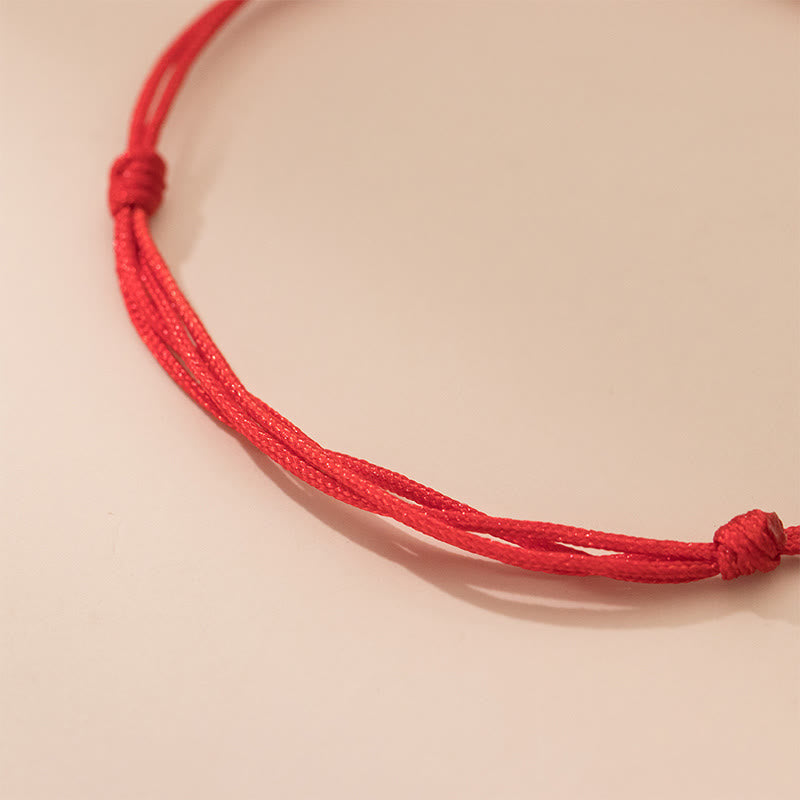 Fortune Jewel 925 Sterling Silver Beads Red String Adjustable Luck Bracelet