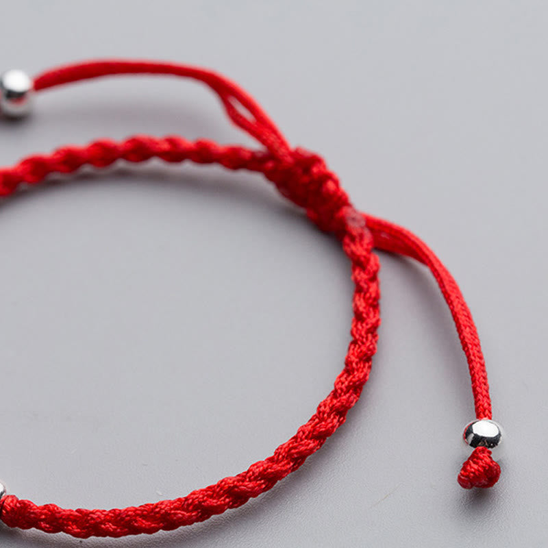 Fortune Jewel 925 Sterling Silver Beads Snowflake Elephant Red String Luck Bracelet