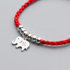 Fortune Jewel 925 Sterling Silver Beads Snowflake Elephant Red String Luck Bracelet