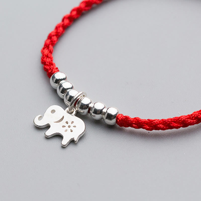 Fortune Jewel 925 Sterling Silver Beads Snowflake Elephant Red String Luck Bracelet