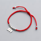 Fortune Jewel 925 Sterling Silver Beads Snowflake Elephant Red String Luck Bracelet