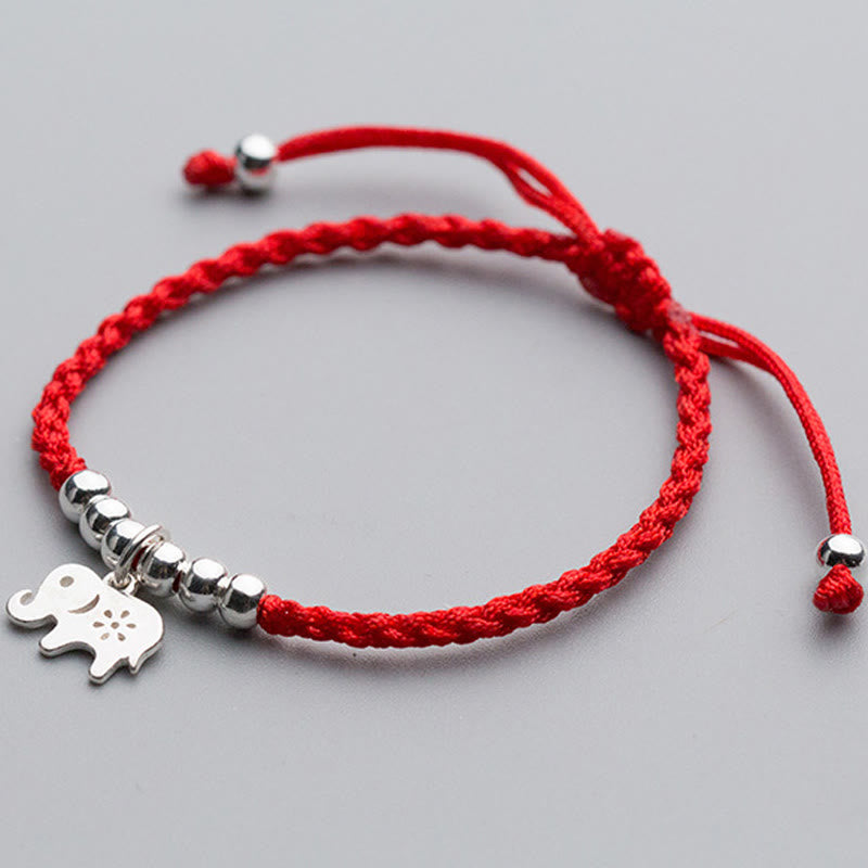 Fortune Jewel 925 Sterling Silver Beads Snowflake Elephant Red String Luck Bracelet