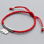 Fortune Jewel 925 Sterling Silver Beads Snowflake Elephant Red String Luck Bracelet