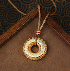 Buddha Stones Copper Coin Pattern Peace Buckle Copper Auspicious Necklace Pendant