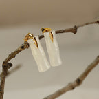 Fortune Jewel Bamboo Hetian Jade 925 Sterling Silver Leaf Wealth Earrings