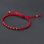 Fortune Jewel 925 Sterling Silver Plated Gold Beads Red String Braided Protection Bracelet