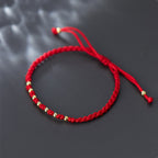 Fortune Jewel 925 Sterling Silver Plated Gold Beads Red String Braided Protection Bracelet