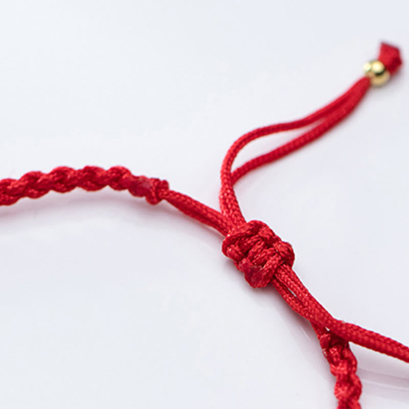Fortune Jewel 925 Sterling Silver Plated Gold Beads Red String Braided Protection Bracelet