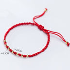 Fortune Jewel 925 Sterling Silver Plated Gold Beads Red String Braided Protection Bracelet