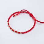 Fortune Jewel 925 Sterling Silver Plated Gold Beads Red String Braided Protection Bracelet