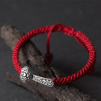 Fortune Jewel Retro 925 Sterling Silver Ruyi As One Wishes Red String Braided Luck Bracelet