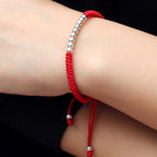 Fortune Jewel Retro 925 Sterling Silver Simple Beads Knot Design Luck String Bracelet