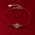 Fortune Jewel 925 Sterling Silver Hollow Copper Coin Luck String Bracelet