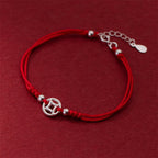 Fortune Jewel 925 Sterling Silver Hollow Copper Coin Luck String Bracelet