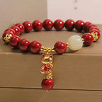 Buddha Stones "Wishing You Good Fortune and Joy" Cat Cinnabar Bracelet Includes Gift Message Card Fortune Jewel