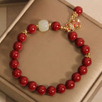 Buddha Stones "Wishing You Good Fortune and Joy" Cat Cinnabar Bracelet Includes Gift Message Card Fortune Jewel