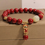 Buddha Stones "Wishing You Good Fortune and Joy" Cat Cinnabar Bracelet Includes Gift Message Card Fortune Jewel
