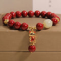 Fortune Jewel Natural Lucky Cat Pendant Cinnabar Blessing Bracelet