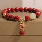 Buddha Stones "Wishing You Good Fortune and Joy" Cat Cinnabar Bracelet Includes Gift Message Card Fortune Jewel