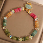 Fortune Jewel Colorful Abacus Beads Auspicious Cloud Tourmaline Positive Bracelet