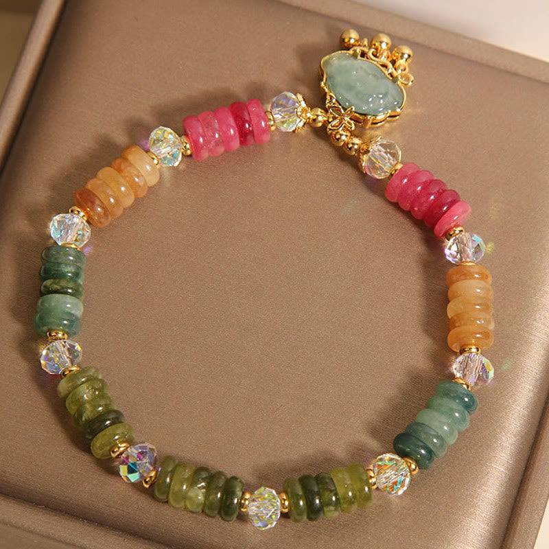 Fortune Jewel Colorful Abacus Beads Auspicious Cloud Tourmaline Positive Bracelet
