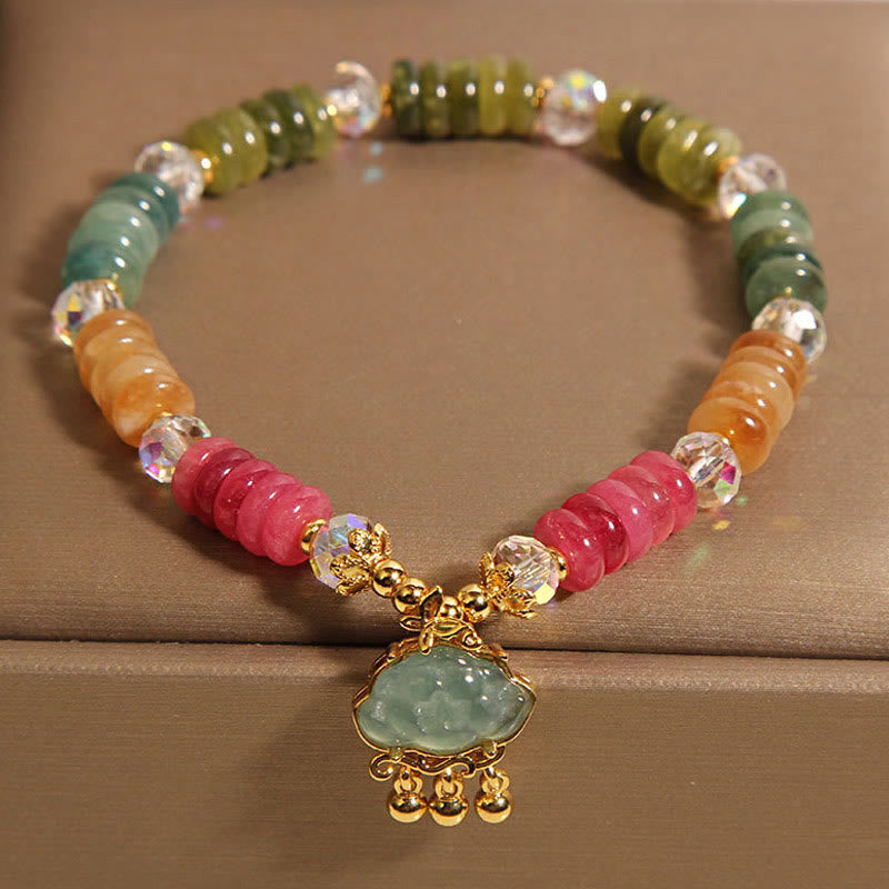 Fortune Jewel Colorful Abacus Beads Auspicious Cloud Tourmaline Positive Bracelet