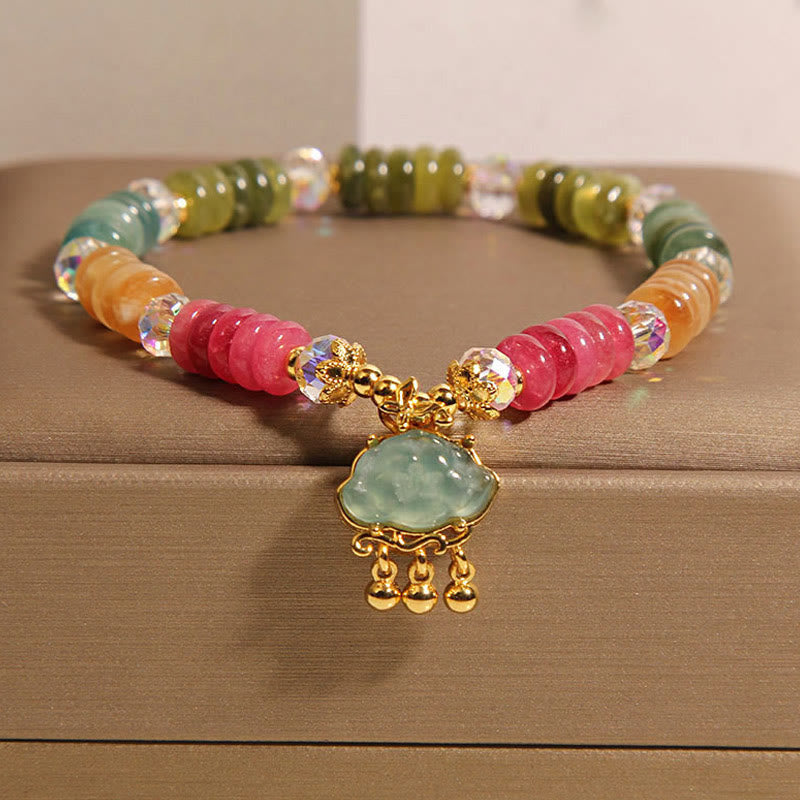 Fortune Jewel Colorful Abacus Beads Auspicious Cloud Tourmaline Positive Bracelet